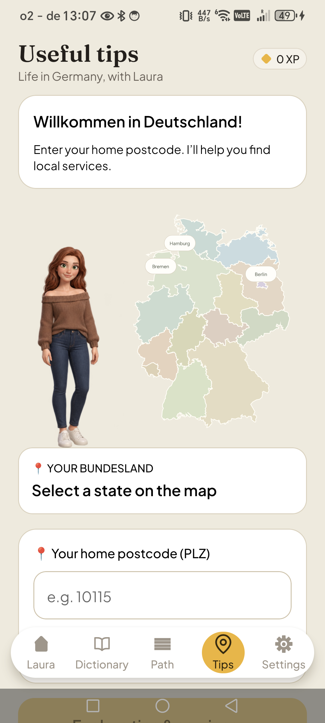 Build 451 useful tips showing Laura and the interactive Germany map
